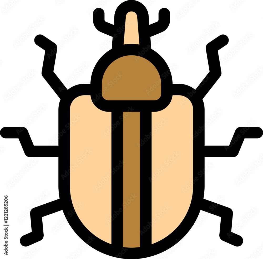 Insect icon representing a beetle with six legs and two antennae, useful for illustrating entomology or pest control Insect icon representing a beetle with six legs and two antennae, useful for illustrating entomology or pest control