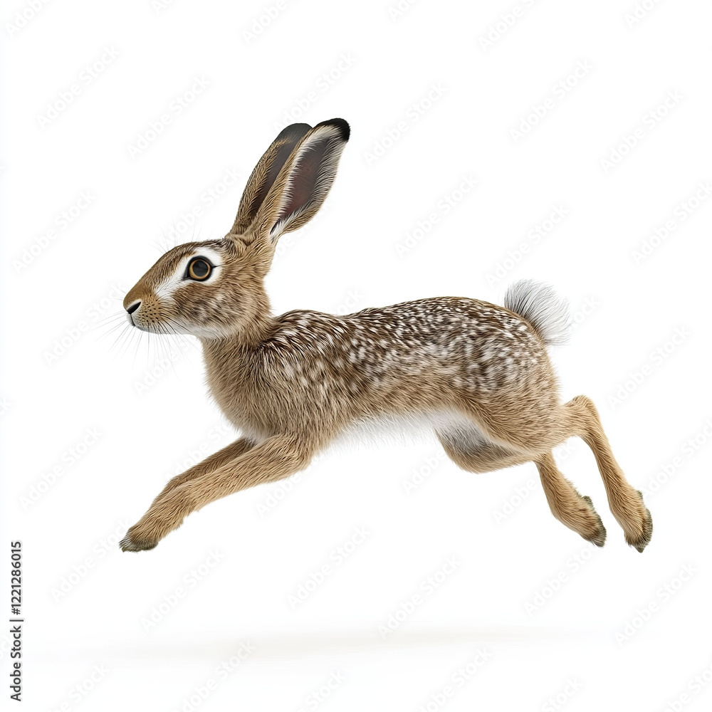 Obraz premium hare, hare animal, hare rabbit, leaping hare on white background