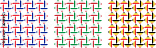 triangle pattern of france, italy and belgium flags. vector illustration