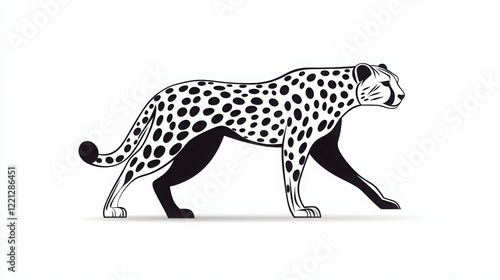 Stylized Illustration of a Cheetah with Black Spots and Graceful Form photo