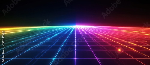 Wallpaper Mural Futuristic neon gridlines backdrop with vibrant colorful gradient lines and beams creating a dynamic and luminous abstract digital landscape  Retro inspired sci fi atmosphere with a sense of motion Torontodigital.ca