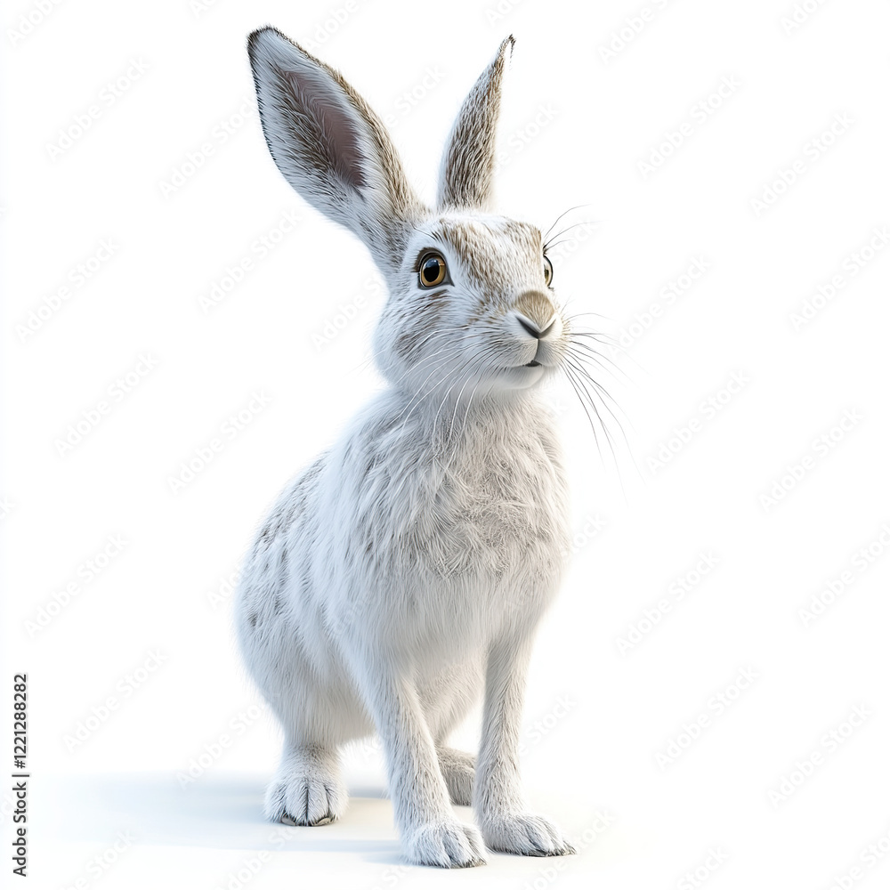Fototapeta premium rabbit, rabbit white, rabbit cartoon, rabbit wild on white background, 3D cartoon