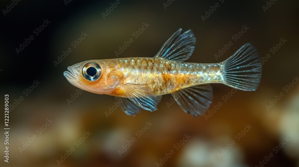 Stunning Close-Up of a Small, Transparent Fish in Aquatic Habitat Stunning Close-Up of a Small, Transparent Fish in Aquatic Habitat