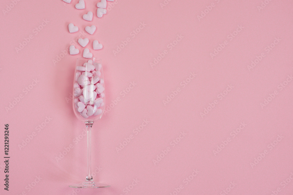 Fototapeta premium beautiful valentine's day background, trimming card with space for text in pink red colors