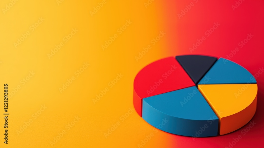 Fototapeta premium pension support planning concept. Colorful pie chart on a vibrant background, representing data visualization and analysis concepts.