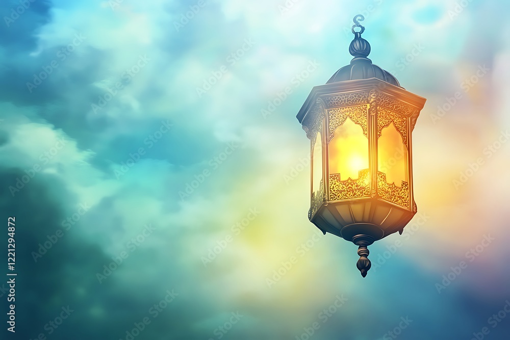 Golden Offerings at Sunrise Ceremony, Golden crescent and lantern on ramadan greeting card. Ramazan mubarak or kareem background for arabic holiday. Al-adha and hari raya celebration,moon and lamp Golden Offerings at Sunrise Ceremony, Golden crescent and lantern on ramadan greeting card. Ramazan mubarak or kareem background for arabic holiday. Al-adha and hari raya celebration,moon and lamp