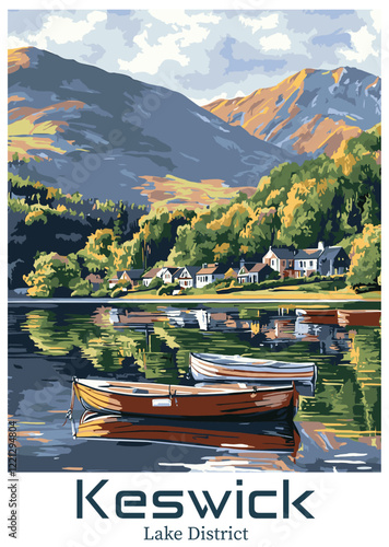 Lake District Landscape - Vector Illustration