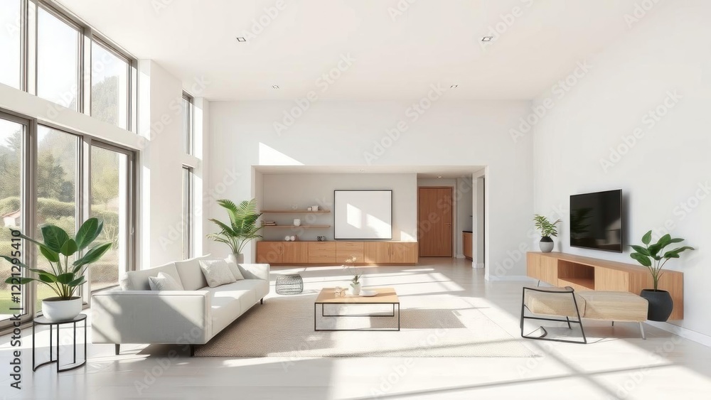 Modern Minimalist Living Room Design with Abundant Natural Light Modern Minimalist Living Room Design with Abundant Natural Light