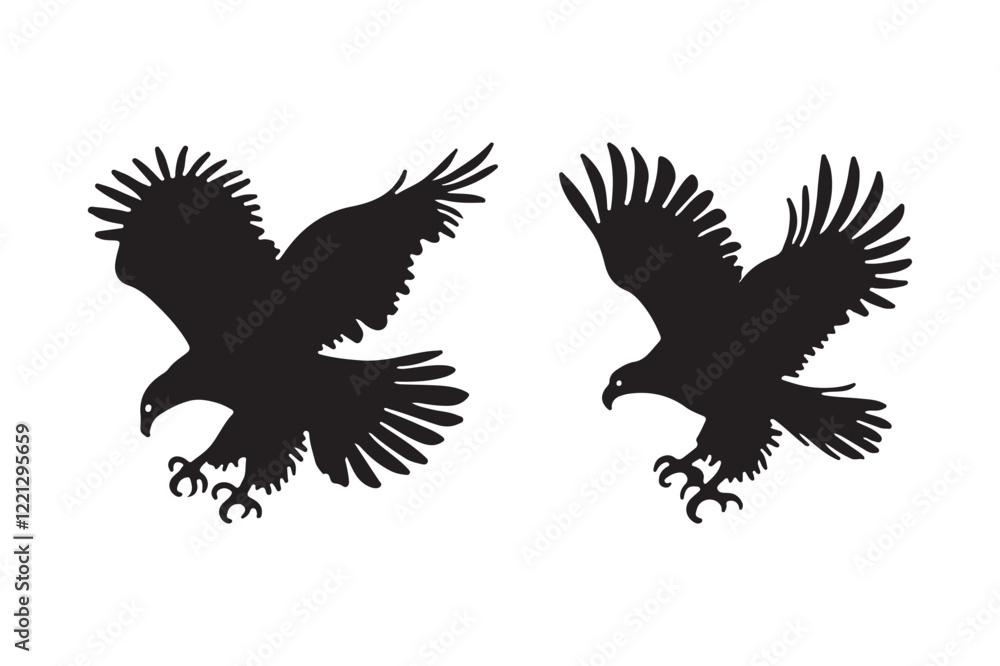 Obraz premium Powerful Silhouette of Two Eagles in Flight