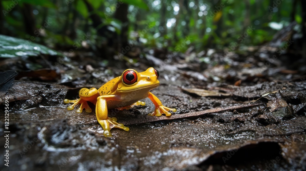 Golden Frog in Rainforest Golden Frog in Rainforest