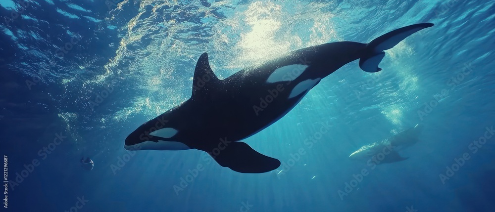 Obraz premium Majestic Orca Underwater: A Symphony of Ocean Life