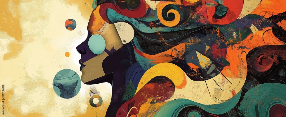 Obraz premium Abstract Representation of Personality Disorders and Distorted Perceptions. Surreal Art of Antisocial Personality Disorder: Disregard for Social Norms and Others' Rights. Personality Disorder Concept