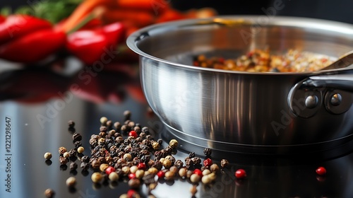 Freestanding cookware alongside peppery nectar or pepper honey