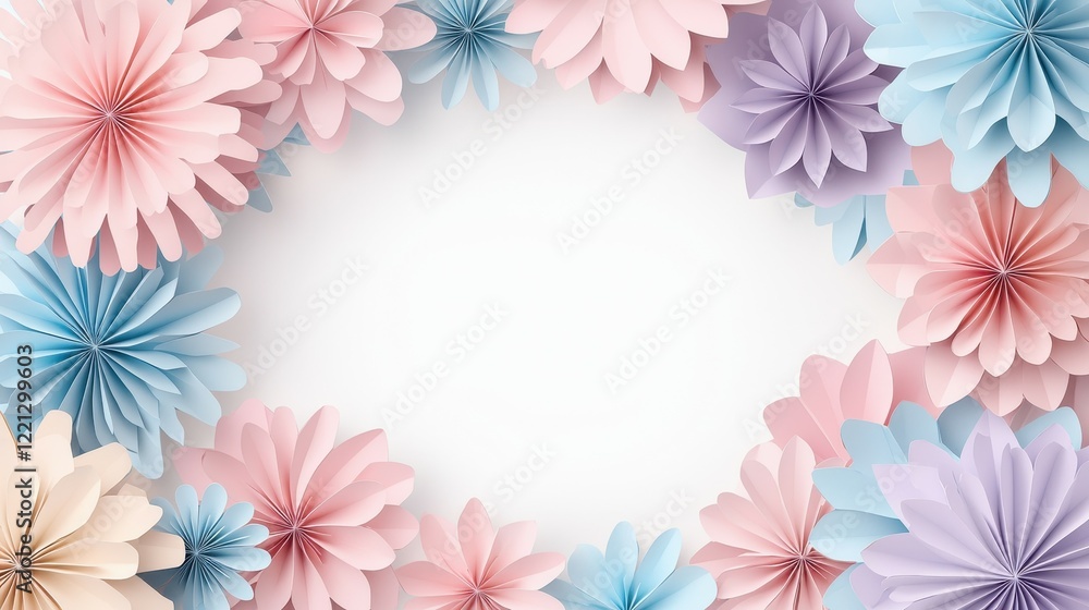 Colorful paper flowers framing a blank space creative design studio environment aesthetic viewpoint wootdy nattawootdy concept Colorful paper flowers framing a blank space creative design studio environment aesthetic viewpoint wootdy nattawootdy concept