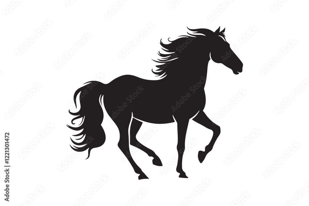 Obraz premium Majestic Black Horse Silhouette in Motion