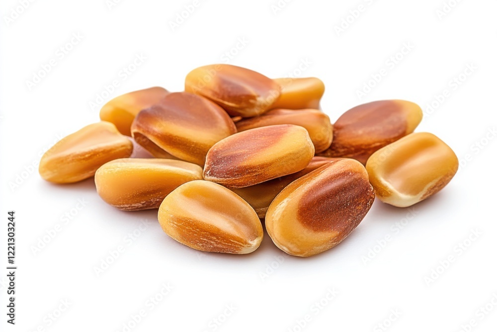 Fenugreek seeds arranged artfully against a pristine white background showcasing their elegant shapes and rich color tones Fenugreek seeds arranged artfully against a pristine white background showcasing their elegant shapes and rich color tones