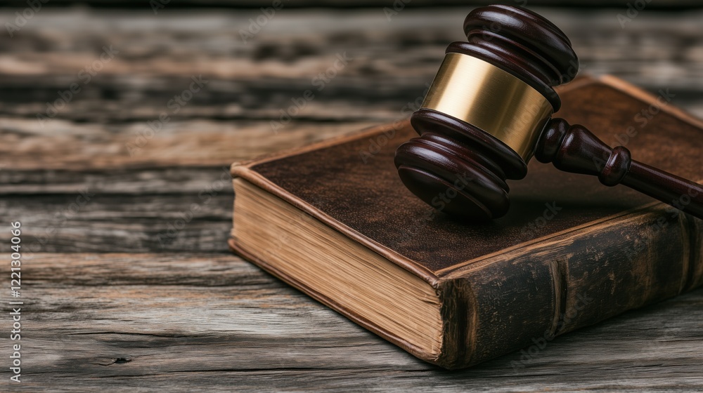 wooden gavel is placed on top of an old law book, representing the seriousness of legal matters and the importance of justice in society during a courtroom session wooden gavel is placed on top of an old law book, representing the seriousness of legal matters and the importance of justice in society during a courtroom session