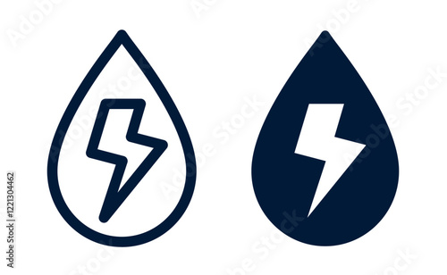 Water energy icon, electrolyte, charge with water drops