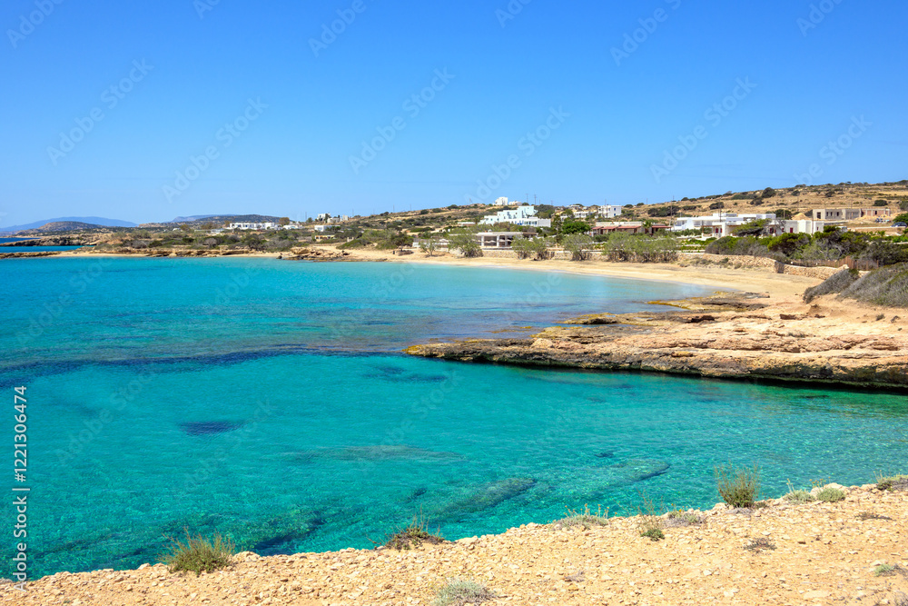 Fanos beach with clear water and fine sand. The south of Koufonisi. Small Cyclades, Greece