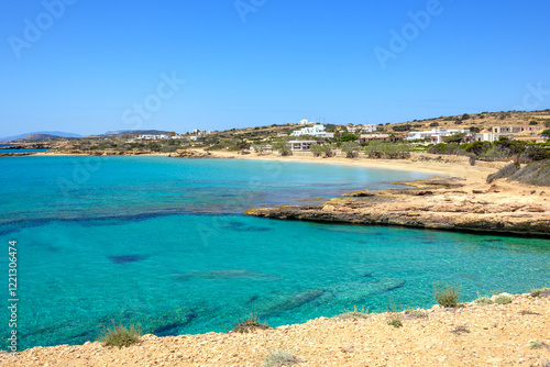 Fanos beach with clear water and fine sand. The south of Koufonisi. Small Cyclades, Greece