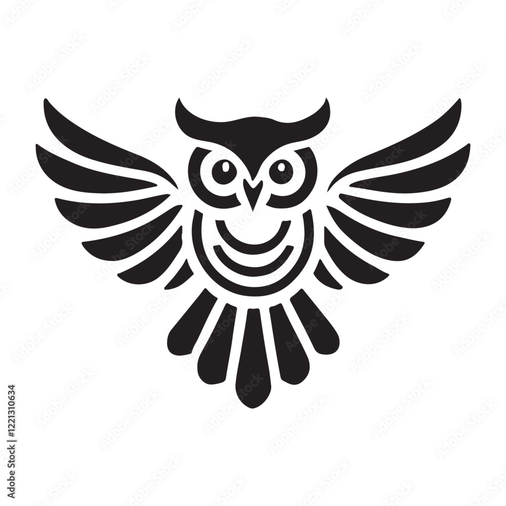 Obraz premium Majestic Owl Silhouette in Flight Vector Illustration