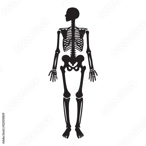 Detailed Human Skeleton Silhouette Illustration