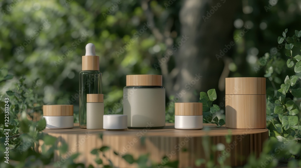 Essential skincare products, including organic oils, serums, and creams, are displayed on a vanity table, surrounded by lush plants and soft ambient lighting, setting a calm. Essential skincare products, including organic oils, serums, and creams, are displayed on a vanity table, surrounded by lush plants and soft ambient lighting, setting a calm.