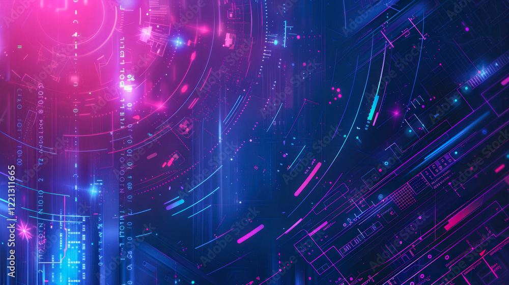 A vibrant, futuristic digital interface featuring a glowing circular HUD design in purple and blue tones, symbolizing technology and innovation.. A vibrant, futuristic digital interface featuring a glowing circular HUD design in purple and blue tones, symbolizing technology and innovation..