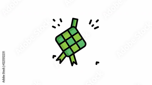  Ketupat Icon, Filled Line style icon vector illustration, animated,animation,4k,alpha channel, Suitable for website, mobile app, print, presentation, infographic and any other project.