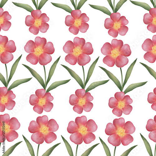 Wallpaper Mural seamless pattern with red flowers.surface design for fabric, paper, wallpaper, textiles, packaging, bed linen design, tablecloths, kitchen textiles, print, botanical patterns, decoration Torontodigital.ca