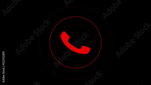 Red Calling Icon Animation Representing Incoming Calls, Communication, Mobile App, Notification, Contact, Digital Connection, and User Interface in High-Quality 4K. photo