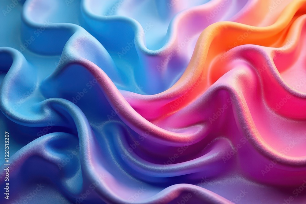 Obraz premium Abstract silk waves, flowing folds of luxurious fabric , curve, silver, shiny