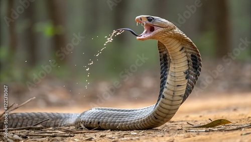 poisonous cobra spits poison