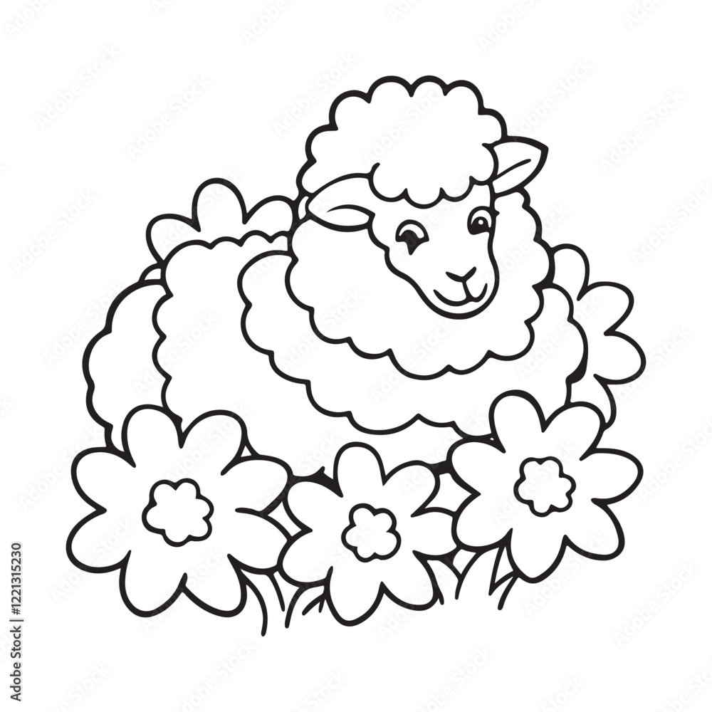 Cozy Hygge Nature: Bold and easy Coloring Page, Line art drawing, black and White Image, relaxing Coloring Page, sheep Coloring page Cozy Hygge Nature: Bold and easy Coloring Page, Line art drawing, black and White Image, relaxing Coloring Page, sheep Coloring page