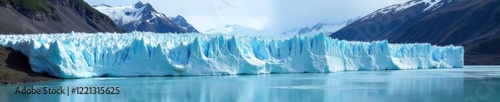 Glacial wall stretches across the Argentine Patagonia landscape like a frozen river, rivers, natural wonders photo