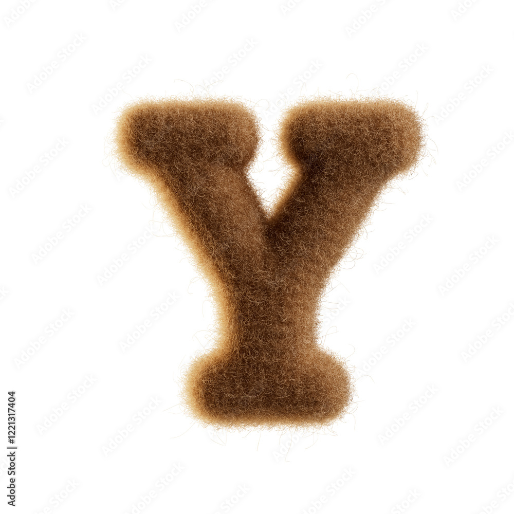 Letter Y crafted from felt with a soft, fuzzy texture, resembling warm brown furry fabric. Its puffy look and fine hair-like fibers add a cozy, tactile charm Letter Y crafted from felt with a soft, fuzzy texture, resembling warm brown furry fabric. Its puffy look and fine hair-like fibers add a cozy, tactile charm