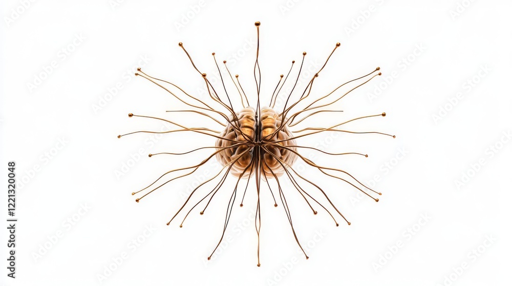 Fototapeta premium Abstract representation of a spherical form with protruding lines.