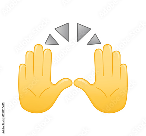 High five emoji. Celebration emoji and hands up symbol. Icon of clapping hands.