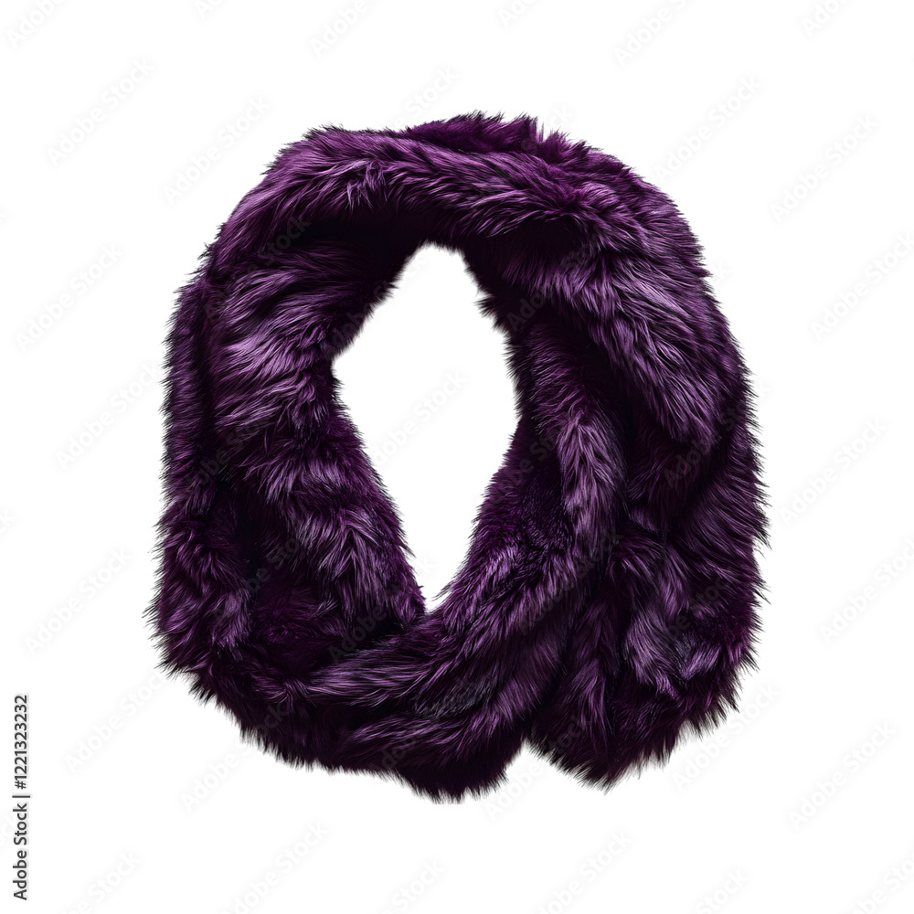 Faux Fur-Lined Deep Purple Scarf Isolated on Transparent Background Faux Fur-Lined Deep Purple Scarf Isolated on Transparent Background