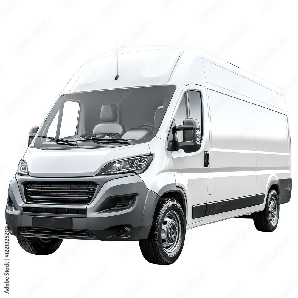Delivery White Van with Space for Text Isolated on Transparent Background Delivery White Van with Space for Text Isolated on Transparent Background