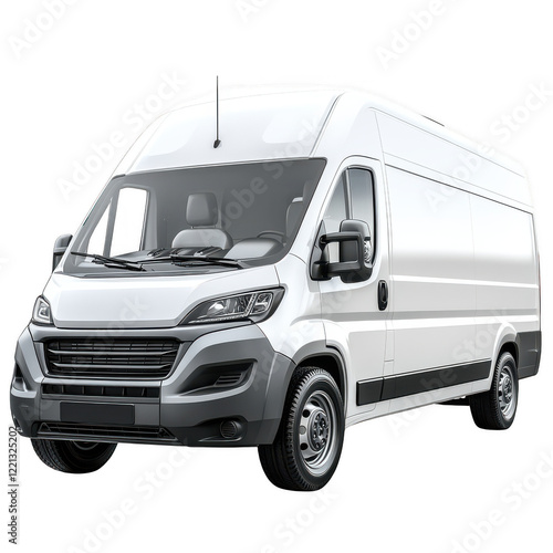 Delivery White Van with Space for Text Isolated on Transparent Background