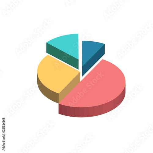 A creative set of 3D pie charts and segmented diagrams representing market segmentation, data analysis, and customer demographics. Ideal for business presentations and marketing visuals.