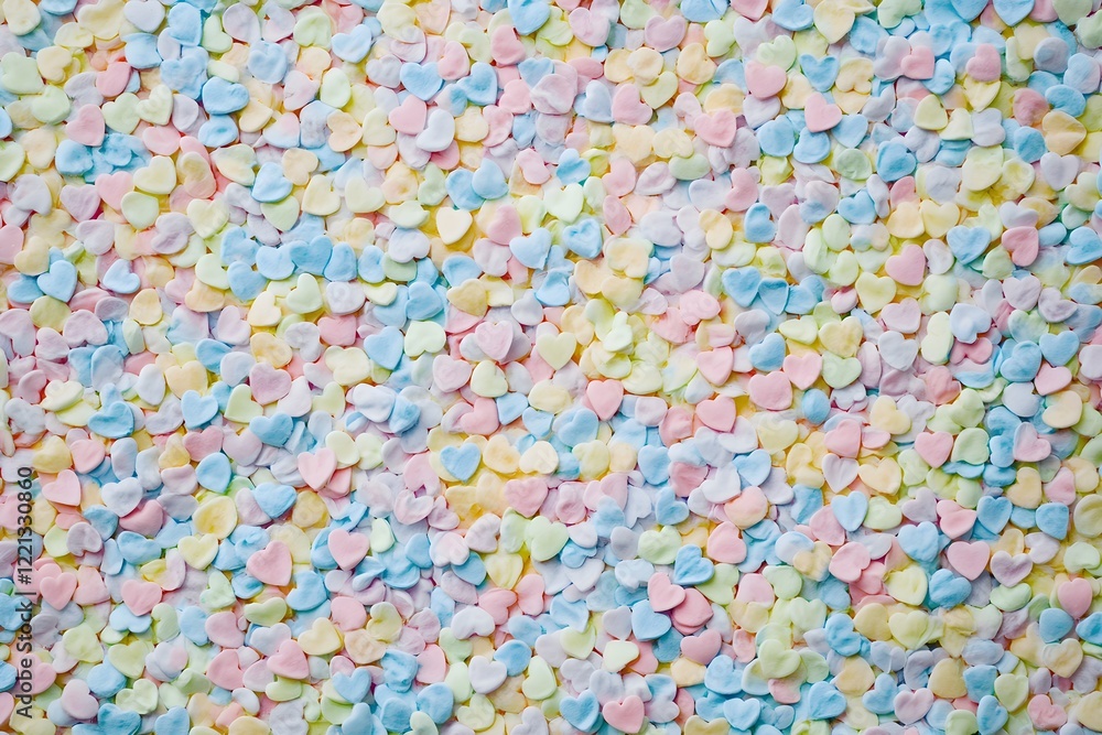 Obraz premium Background of small pastel colored candy hearts for Valentine's Day