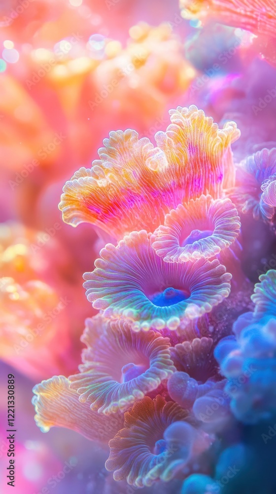 Vibrant Underwater Coral Reef with Captivating Psychedelic Patterns and Ethereal Shimmering Textures Mesmerizing abstract marine life scene with intricate organic forms iridescent colors Vibrant Underwater Coral Reef with Captivating Psychedelic Patterns and Ethereal Shimmering Textures Mesmerizing abstract marine life scene with intricate organic forms iridescent colors