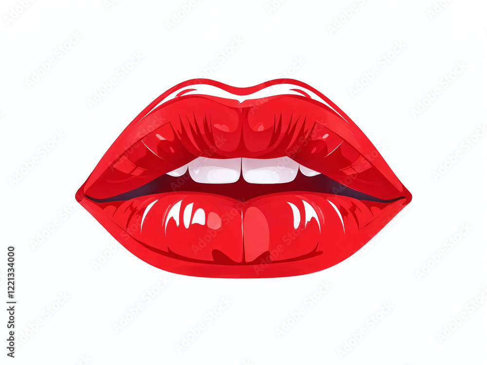 Bold red lips with a glossy finish against a clean white background showcasing beauty and confidence in visual art Bold red lips with a glossy finish against a clean white background showcasing beauty and confidence in visual art