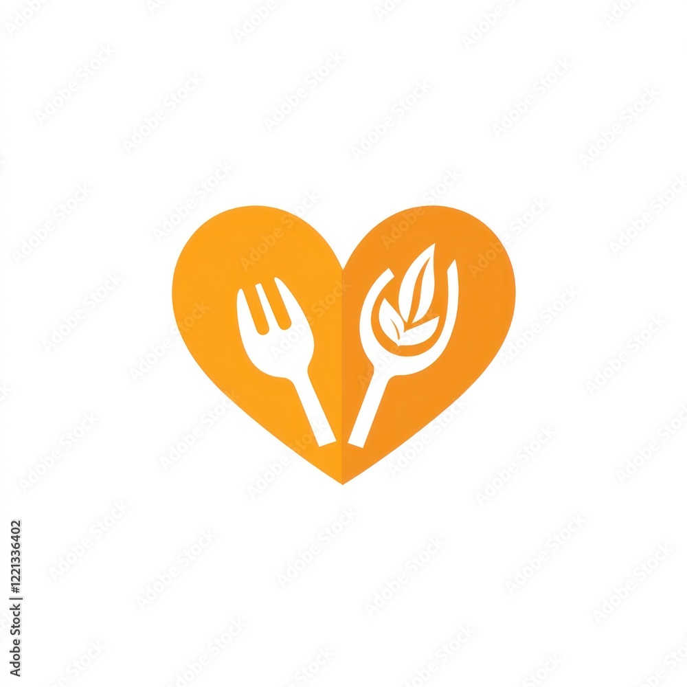 Healthy eating heart logo; vegetarian food Healthy eating heart logo; vegetarian food