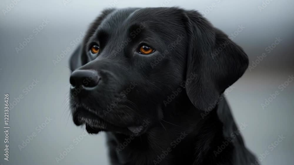 Close-Up Portrait of a Black Dog with Bright Eyes and Soft Fur Close-Up Portrait of a Black Dog with Bright Eyes and Soft Fur