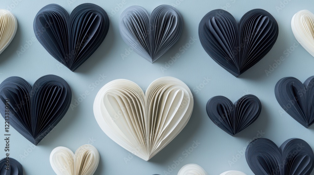 Fototapeta premium A delicate paper heart rests on a serene blue surface, symbolizing love and affection for Valentine's Day.