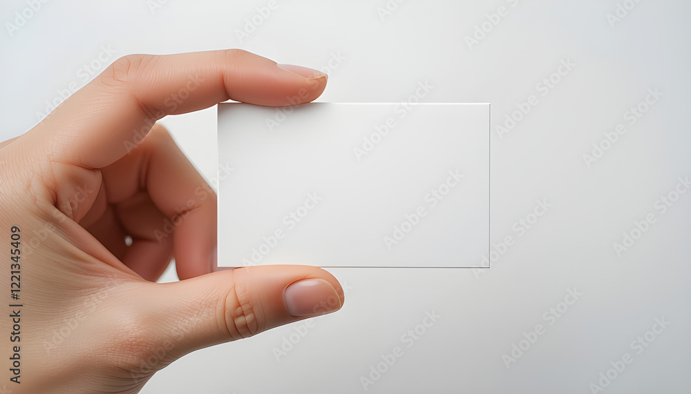 Fototapeta premium Elegant Blank Business Card Held in Hand with Copy Space for Corporate Branding