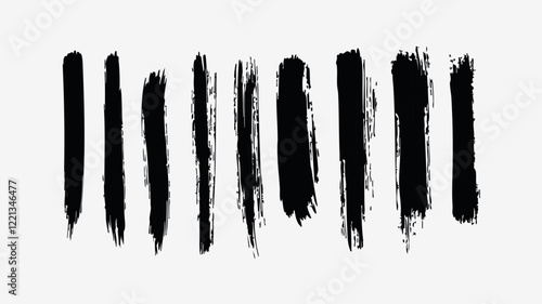 Set of black brush strokes on a white background. Vector illustration, Suitable for use as a texture, background, design element, for creating abstract compositions